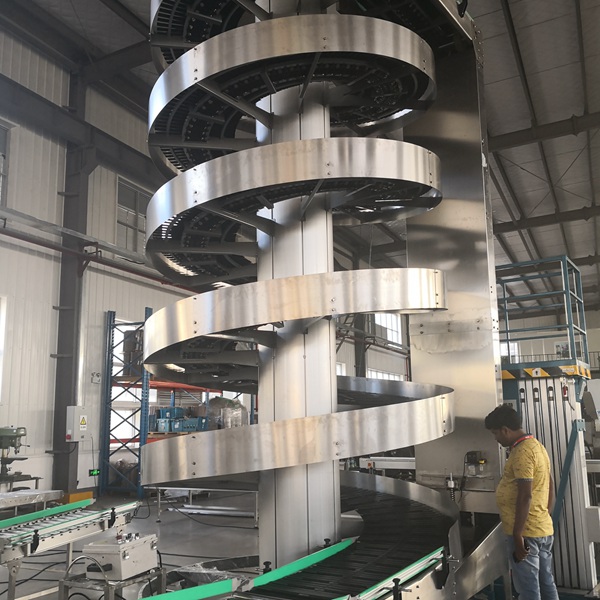 China Chain Spiral Conveyor With Roller Conveyor